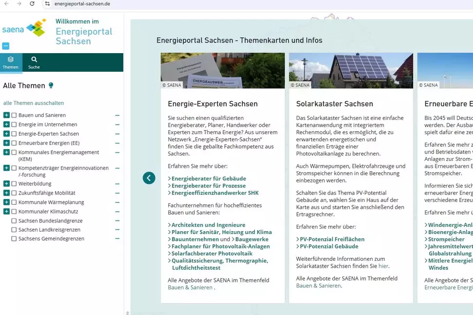 Screenshot Energieportal Sachsen