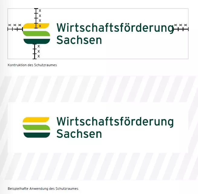 Aufbau und beispielhafte Anwendung des Schutzraumes um das WFS-Logo