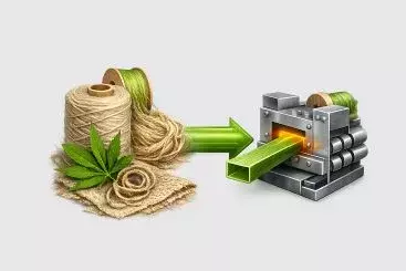 Visualisierung Projekt Cannapul (Hanf, Hanffasern, Hanffasergewirke und Maschine zur Weiterverarbeitung)
