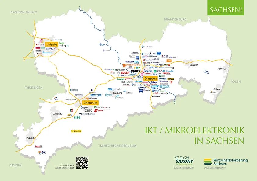 Logokarte IKT / Mikroelektronik in Sachsen (Quelle: Wirtschaftsförderung Sachsen GmbH)
