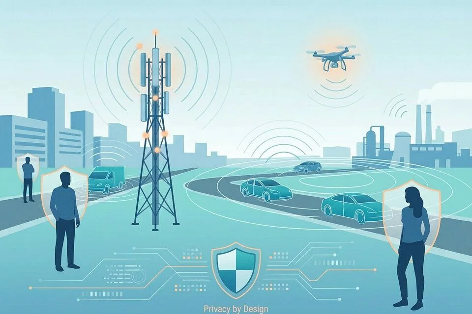 Ki-generiertes Bild zur Verdeutlichung der Sensing-Funktionen von 6G