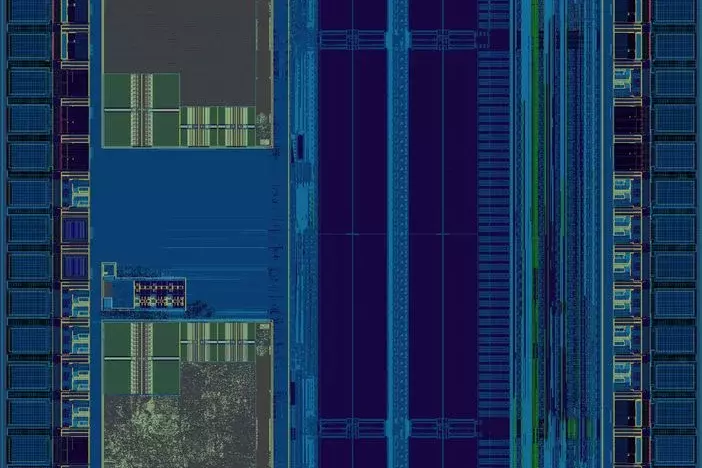 GDS-Bild eines Testchip-Designs von Racyics Dresden